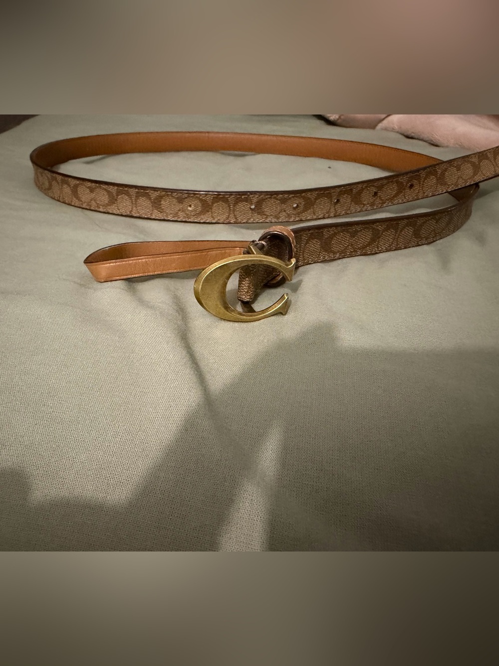 Coach Brown Tan Signature 'C' Buckle Belt